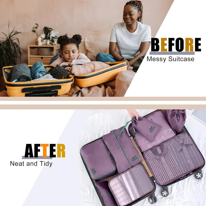YEEYAA 8 Set Packing Cubes for Travel Suitcase Organizer Bags Luggage Packing Cubes Set Travel Essentials Accessories Gifts for Women - Image 4